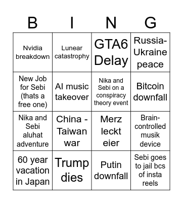 2026/2027 Bingo Card