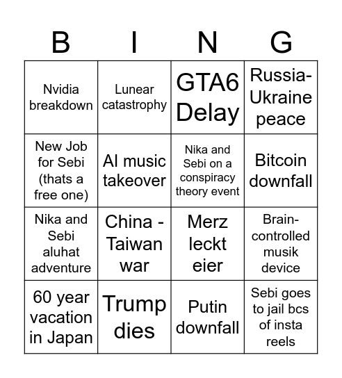2026/2027 Bingo Card