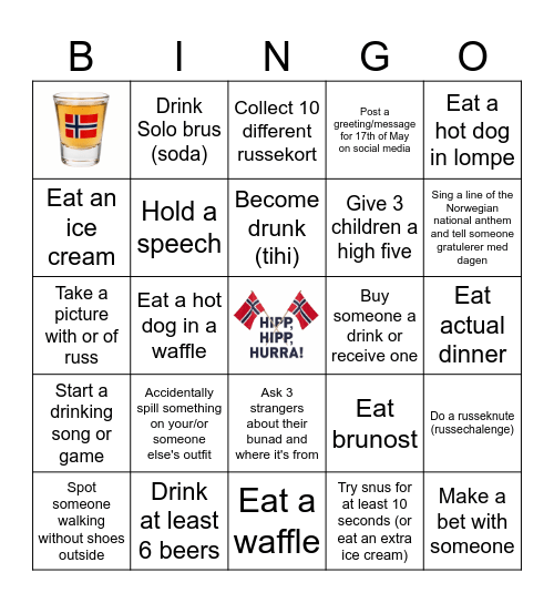 Bingo 17th of May Edition Bingo Card