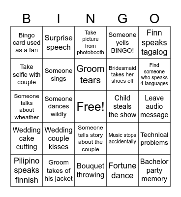 Wedding Bingo Card