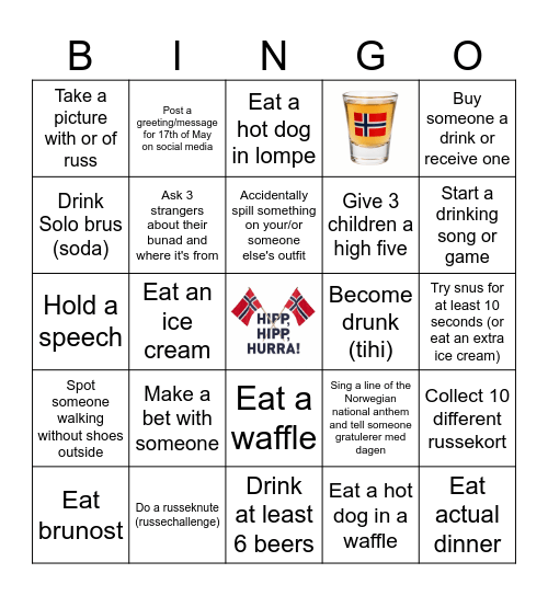 Bingo 17th of May Edition Bingo Card