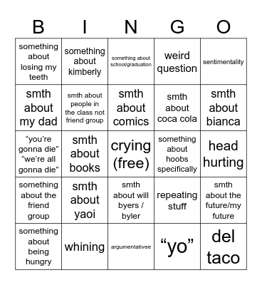 mari’s wisdom teeth 🌝 Bingo Card