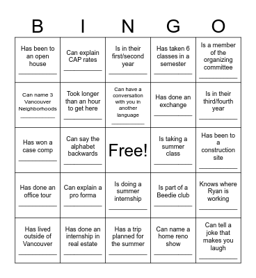 Kick Off Bingo Card