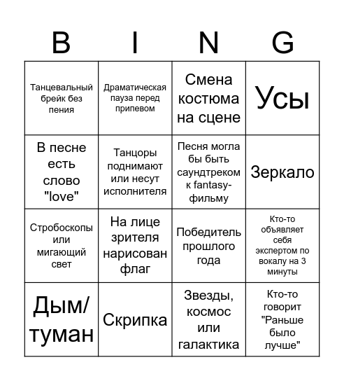 Eurovision 2026 BINGO! Bingo Card