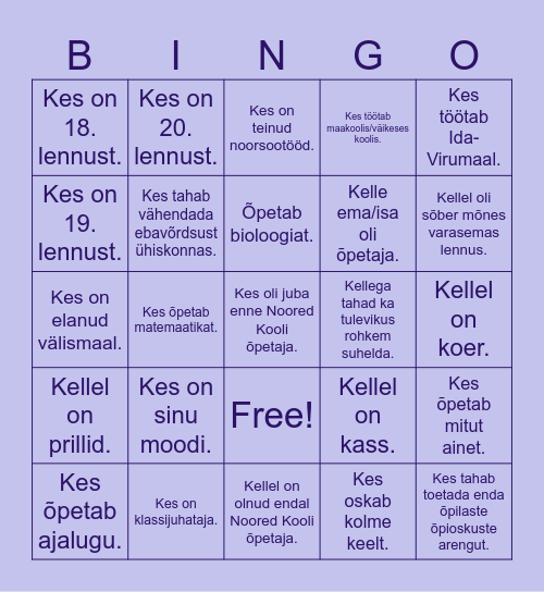 NK bingo Card