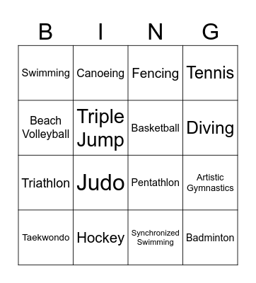 SPORTS Bingo Card