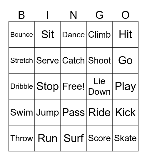 Sports and Athletics Bingo Card