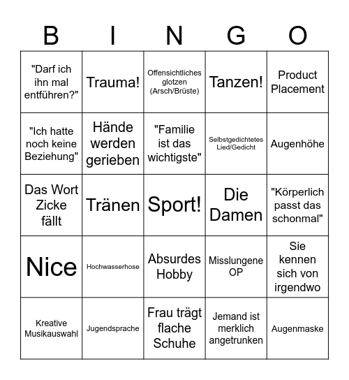 Die Bachelors! Bingo Card
