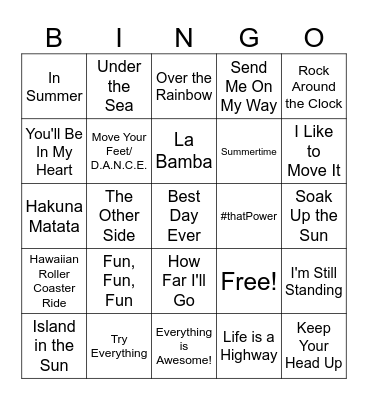 Summertime BINGO! Bingo Card