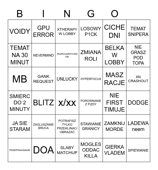 BELKA BINGO Card
