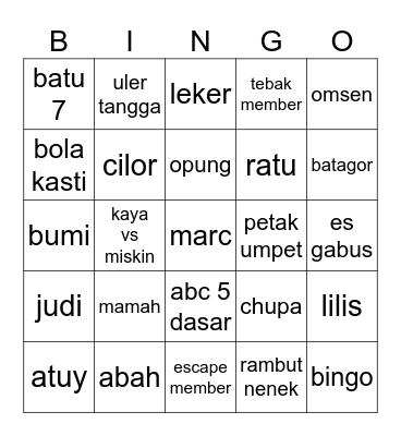 arion Bingo Card