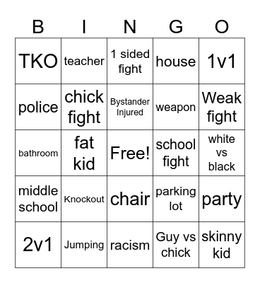 Twitter Fights Bingo Card