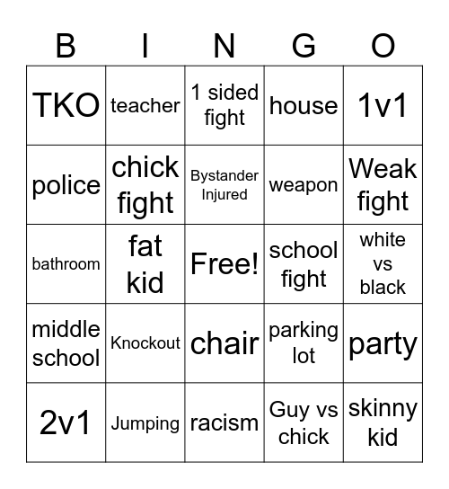 Twitter Fights Bingo Card