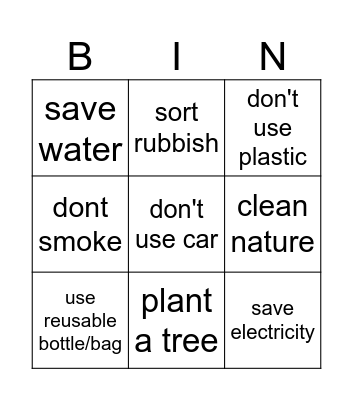 ecology bingo Card
