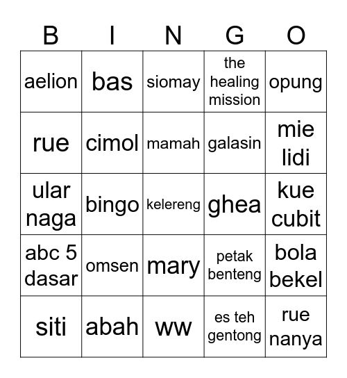 bingo atuy Bingo Card