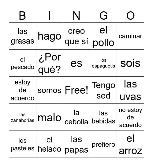 Repaso de 3B Bingo Card