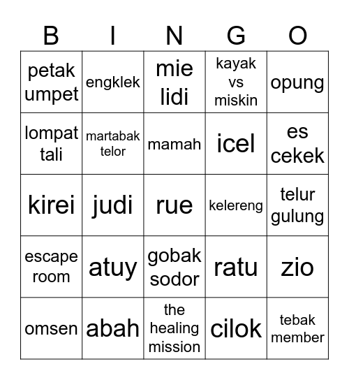 iceeeeel Bingo Card