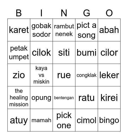 Untitled Bingo Card