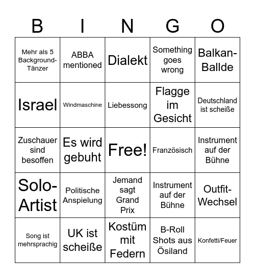 ESC 2026 Bingo Card