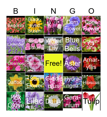 FLOWERS Bingo Card