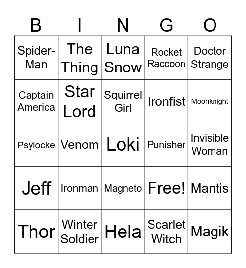 Skin Guess Bingo Card