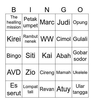 Zio Bingo Card
