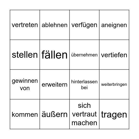 Nomen-Verbverbindungen Bingo Card