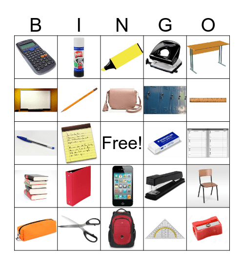 School supplies BINGO! Bingo Card