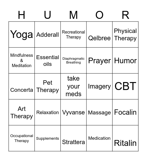 CAM Bingo Card