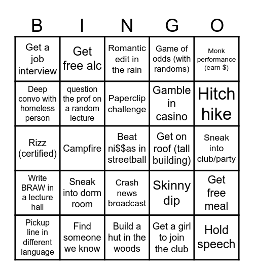 B_RAW(1) Bingo Card