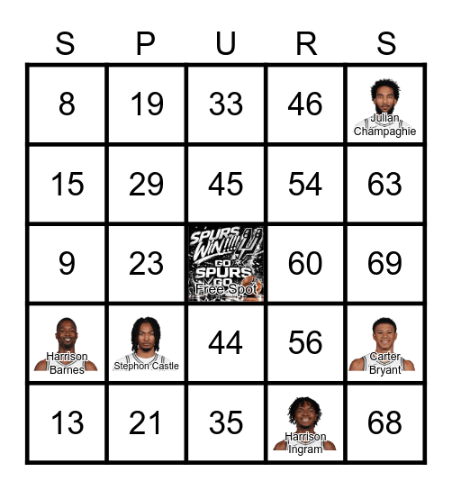 Spurs Bingo Card