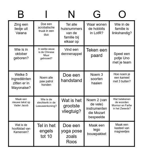 Kennismakingsbingo Card