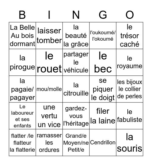 Fr 3 - Chap 3-4 - Les Contes de fées Bingo Card