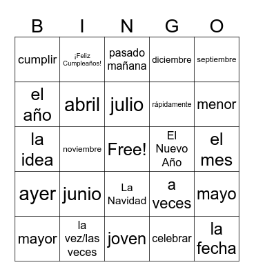 Que Chevere 1 5B Bingo Card