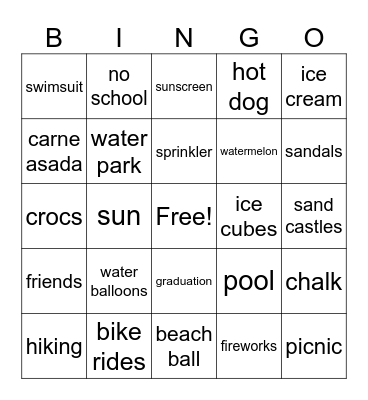 Summer Bingo Card