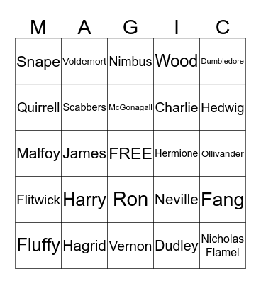 HARRY POTTER AND THE SORCERER'S STONE Bingo Card