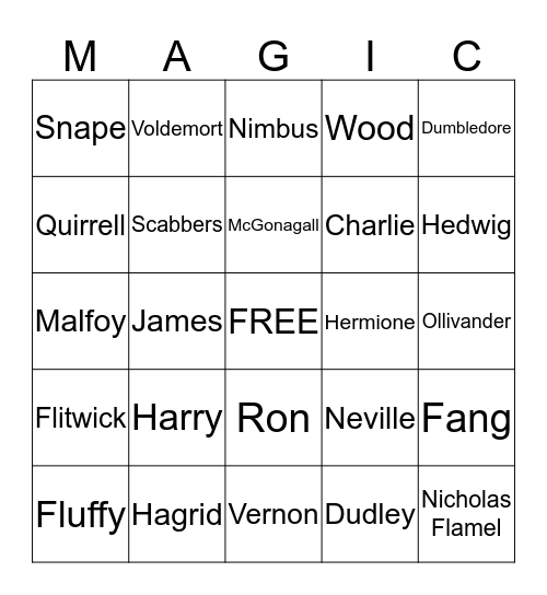 HARRY POTTER AND THE SORCERER'S STONE Bingo Card