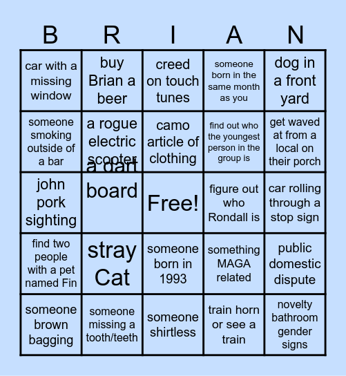 Dayton/Bellevue Bingo Card