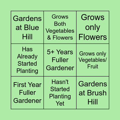 Fuller Village Garden Bingo Card