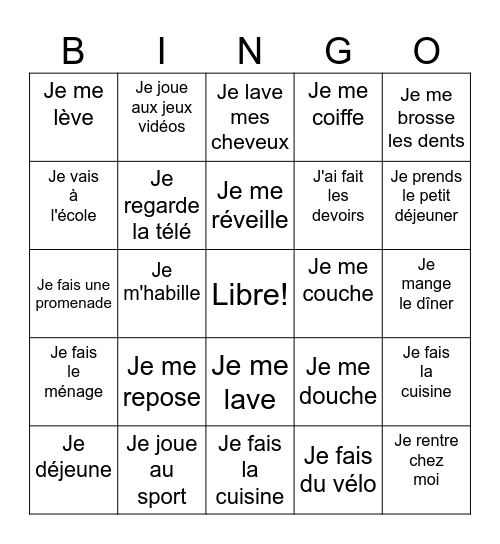 Ma Routine Quotidienne! Bingo Card