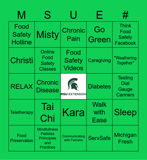 MSU Extension District 6 Bingo Card
