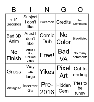 Duplicitous Activities Bingo Card