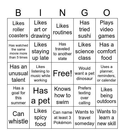 Untitled Bingo Card