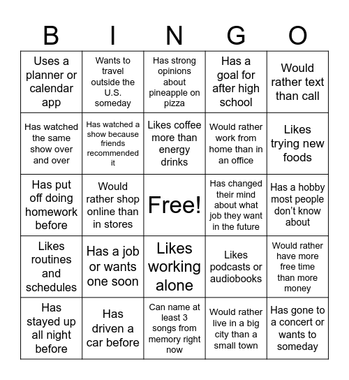 Untitled Bingo Card
