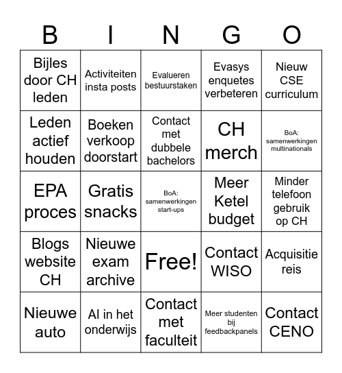 EPA Speerpunten Bingo Card