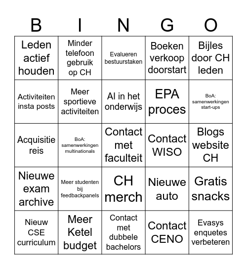 EPA Speerpunten Bingo Card