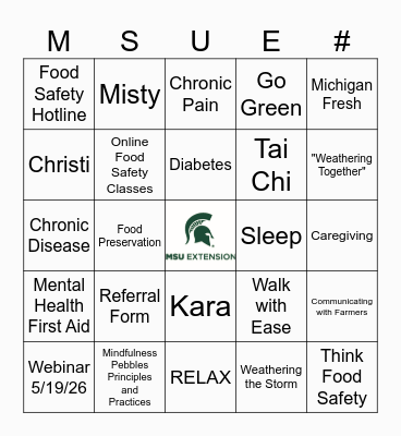 District 6 MSU Extension Bingo Card