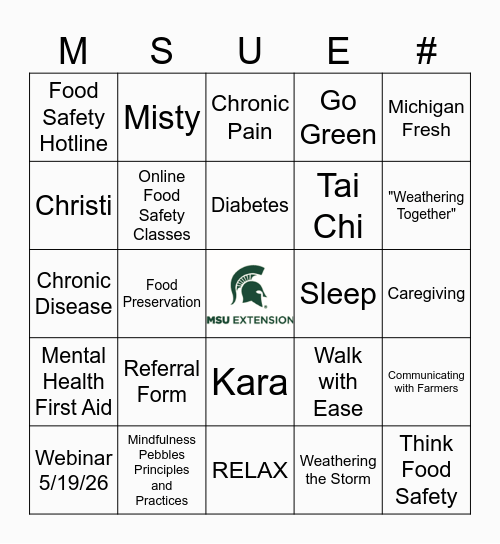 District 6 MSU Extension Bingo Card