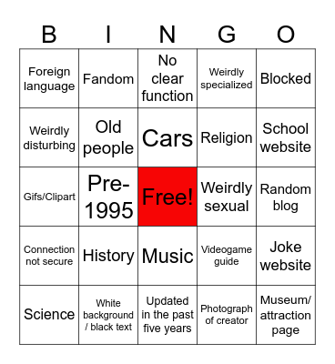 Wiby Bingle Bingo Card