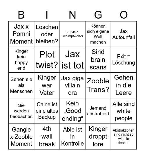 Tadc Film Bingo Card